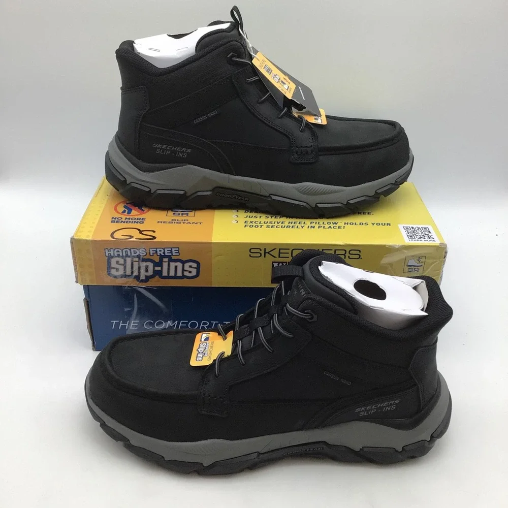 Skechers Work Slip-ins Santoro ST Carbon Nano-Toe Work Boots Black Size 10.5 NEW